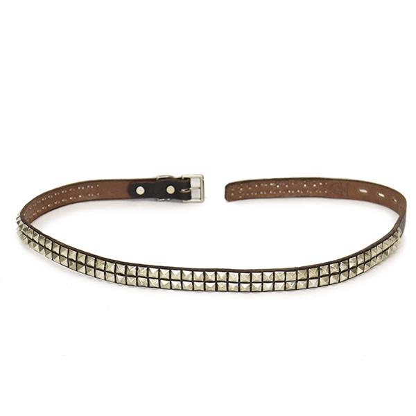 HTC(Hollywood Trading Company) Belt #EMB19 14 2 Line 1.0インチ ベルト ブラックレザーxシルバースタッズの画像
