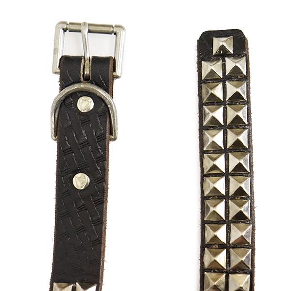 HTC(Hollywood Trading Company) Belt #EMB19 14 2 Line 1.0インチ ベルト ブラックレザーxシルバースタッズの画像