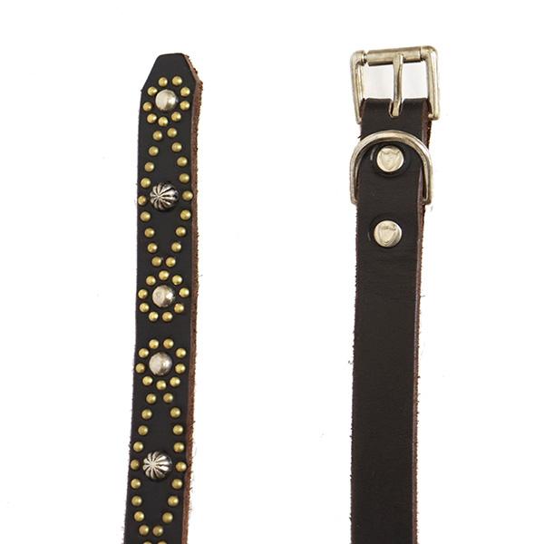 HTC(Hollywood Trading Company) Belt End Only #N-Style 0.75インチ ベルト ブラックレザーxシルバースタッズxブラススタッズの画像