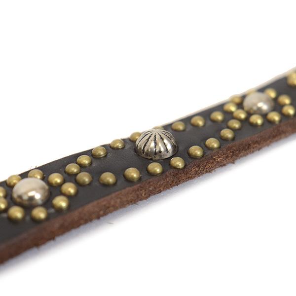 HTC(Hollywood Trading Company) Belt End Only #N-Style 0.75インチ ベルト ブラックレザーxシルバースタッズxブラススタッズの画像