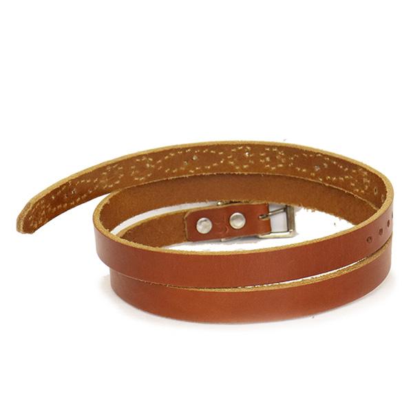 HTC(Hollywood Trading Company) Belt End Only #N-Style 0.75インチ ベルト ライトブラウンレザーxシルバースタッズxブラススタッズの画像