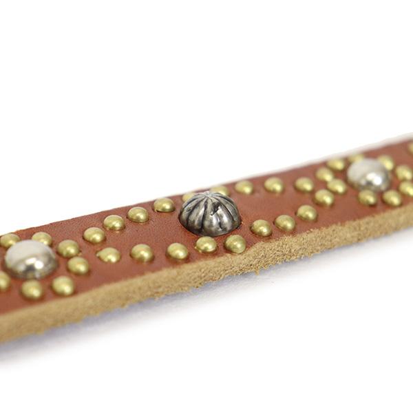 HTC(Hollywood Trading Company) Belt End Only #N-Style 0.75インチ ベルト ライトブラウンレザーxシルバースタッズxブラススタッズの画像