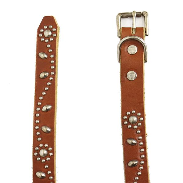 HTC(Hollywood Trading Company) Belt #SN-32 Studs 0.75インチ ベルト ライトブラウンレザーxシルバースタッズの画像