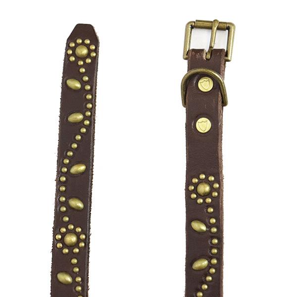 HTC(Hollywood Trading Company) Belt #SN-32 Studs 0.75インチ ベルト ダークブラウンレザーxブラススタッズの画像