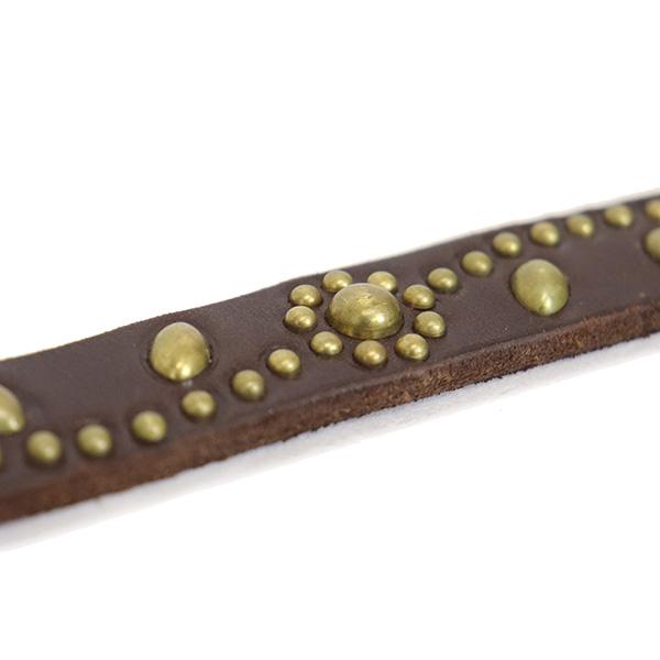HTC(Hollywood Trading Company) Belt #SN-32 Studs 0.75インチ ベルト ダークブラウンレザーxブラススタッズの画像