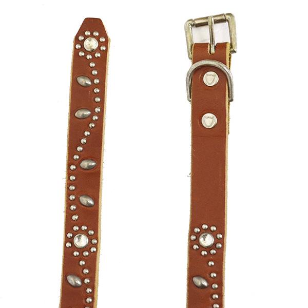 HTC(Hollywood Trading Company) Belt #SN-32 0.75インチ ベルト ライトブラウンレザーxシルバースタッズxクリアストーンの画像