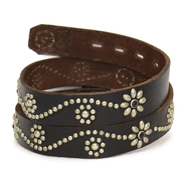 HTC(Hollywood Trading Company) Belt #24S 1.25 with End 1.25インチ ベルト ブラックレザーxシルバースタッズxブラックストーンの画像