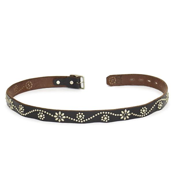 HTC(Hollywood Trading Company) Belt #24S 1.25 with End 1.25インチ ベルト ブラックレザーxシルバースタッズxブラックストーンの画像