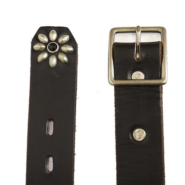 HTC(Hollywood Trading Company) Belt #24S 1.25 with End 1.25インチ ベルト ブラックレザーxシルバースタッズxブラックストーンの画像