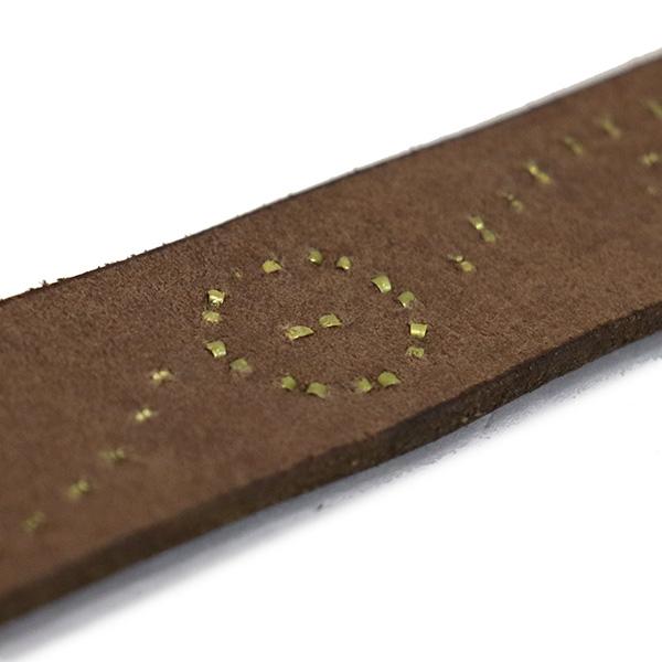 HTC(Hollywood Trading Company) Belt #24S 1.25 with End 1.25インチ ベルト ダークブラウンレザーxブラススタッズxイエローストーンの画像