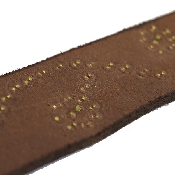 HTC(Hollywood Trading Company) Belt #24S 1.75インチ レザーベルト ダークブラウンレザーxブラススタッズxイエローストーンの画像