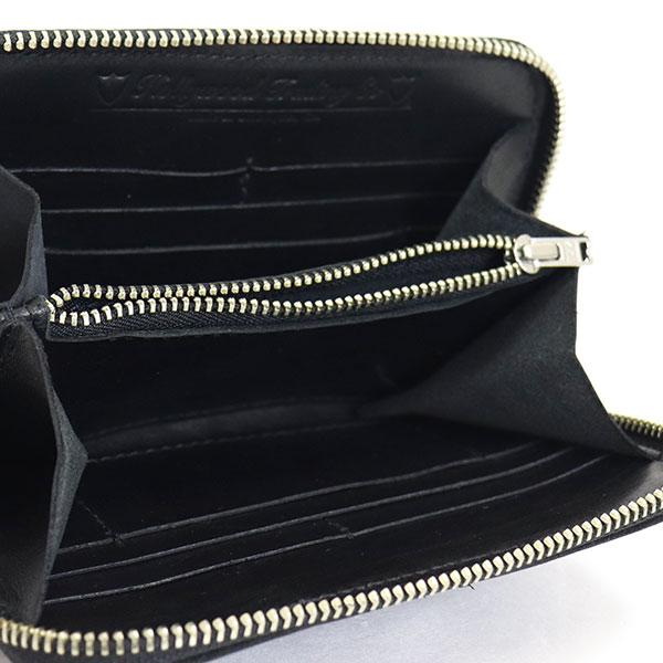 HTC(Hollywood Trading Company) Zipper Medium Wallet #BONE&ARROW Umbrella ジッパー ミディアムウォレット ブラックレザーxシルバースタッズの画像