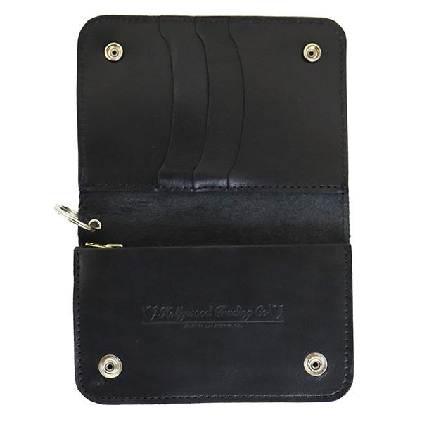 HTC(Hollywood Trading Company) T-2 Wallet #BONE&ARROW Umbrella ミディアムウォレット ブラックレザーxシルバースタッズの画像