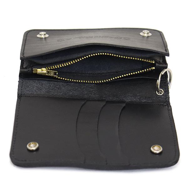 HTC(Hollywood Trading Company) T-2 Wallet #BONE&ARROW Umbrella ミディアムウォレット ブラックレザーxシルバースタッズの画像