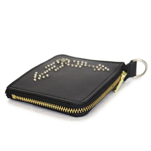 HTC(Hollywood Trading Company) T-5 Wallet #BONE&ARROW Umbrella カードケース ブラックレザーxシルバースタッズの画像
