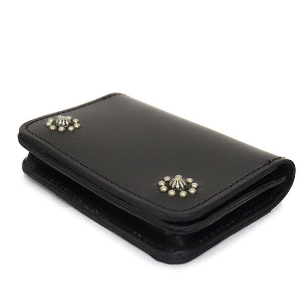HTC (Hollywood Trading Company) Multi Card Case #Flower Umbrella マルチプルウォレット ブラックレザーxシルバースタッズの画像