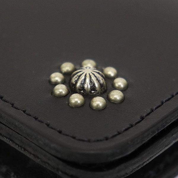 HTC (Hollywood Trading Company) Multi Card Case #Flower Umbrella マルチプルウォレット ブラックレザーxシルバースタッズの画像