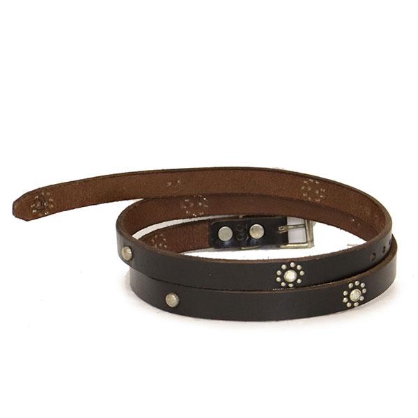 HTC(Hollywood Trading Company) Belt #Flower Stone 40 0.75インチ ベルト ブラックレザーxシルバースタッズxクリアストーンの画像