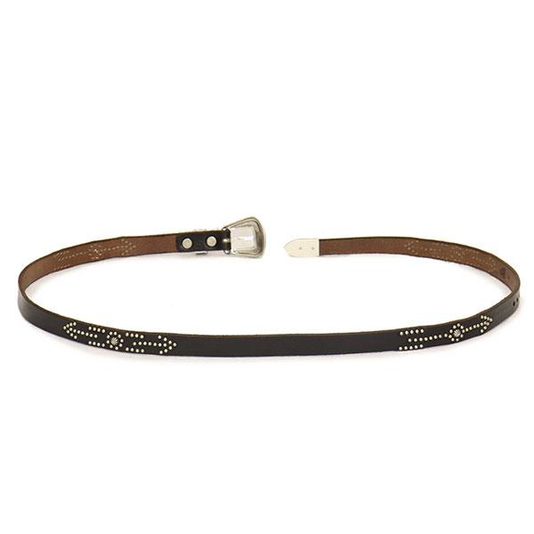 HTC(Hollywood Trading Company) Belt #Western Narrow BONE&ARROW Umbrella 0.75インチ ベルト ブラックレザーxシルバースタッズの画像