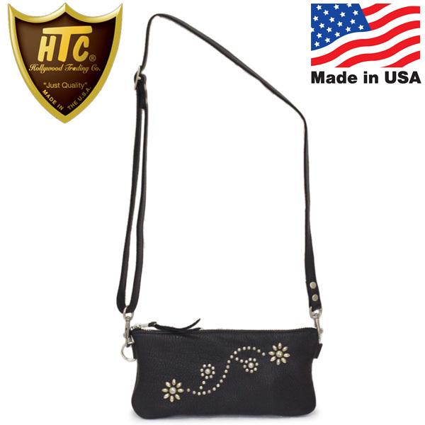 HTC(Hollywood Trading Company) Shoulder Purse #24 ショルダーパース ブラックレザーxシルバースタッズ｜threewoodjapan