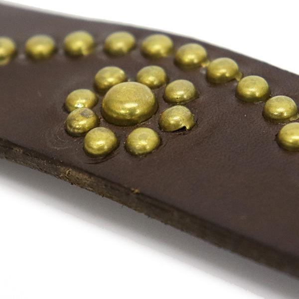 HTC(Hollywood Trading Company) Belt #24 1.25 with End 1.25インチ ベルト ダークブラウンレザーxブラススタッズの画像