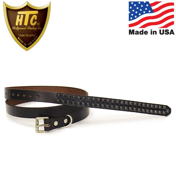 HTC(Hollywood Trading Company) Belt End Only #14 2Line 0.75インチ ベルト ブラックレザーxブラックスタッズ