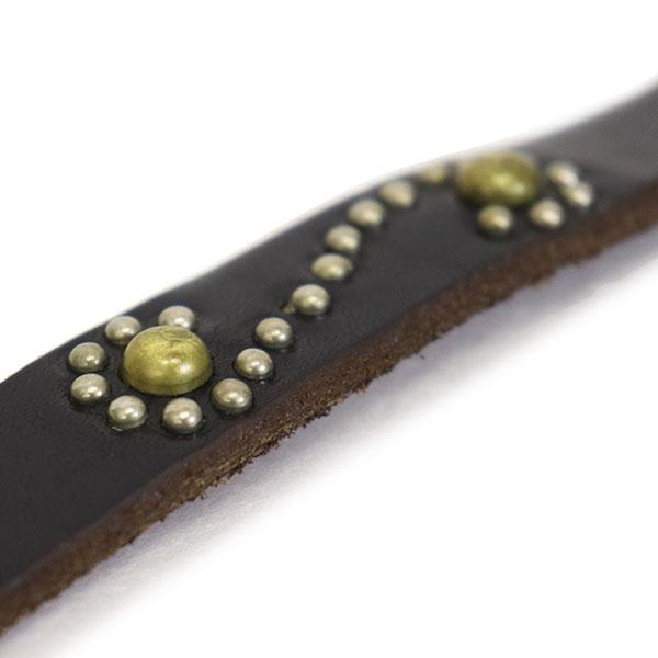 HTC(Hollywood Trading Company) Belt #S-Style Mix Studs 0.75インチ ベルト ブラックレザーxシルバースタッズxブラススタッズの画像