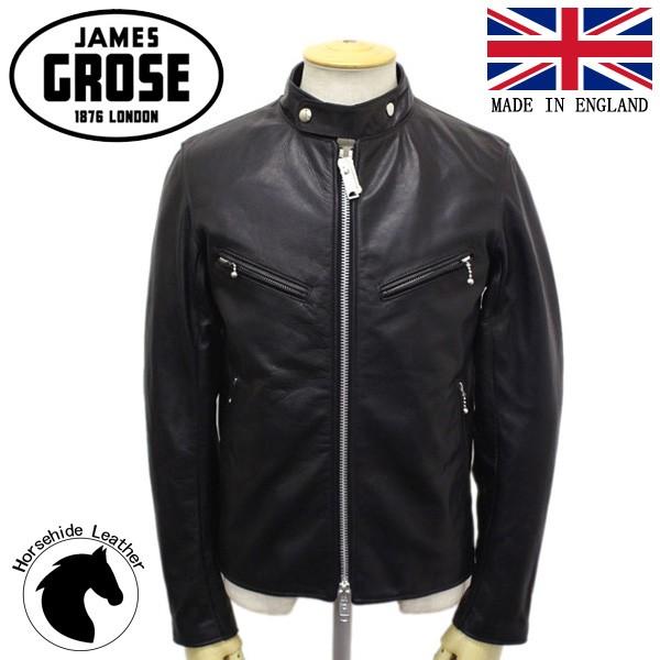 JAMES GROSE (ジェームスグロース) G04-12 MEN'S CLUBMAN HHL JKT (メンズ クラブマン ホースハイド レザージャケット) BLACK JG018｜threewoodjapan