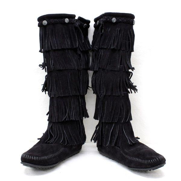 sale セール MINNETONKA(ミネトンカ)5-Layer Fringe Boot(5レイヤーフリンジブーツ)#1659 BLACK レディース MT058｜threewoodjapan｜02