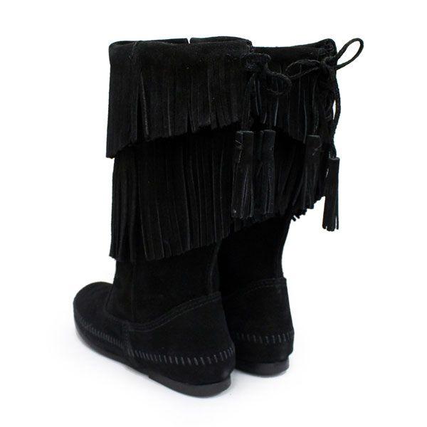 sale セール MINNETONKA(ミネトンカ)Calf Hi 2-Layer Fringe(カーフハイ2レイヤーフリンジ)#1689 BLACK SUEDE レディース MT178｜threewoodjapan｜04