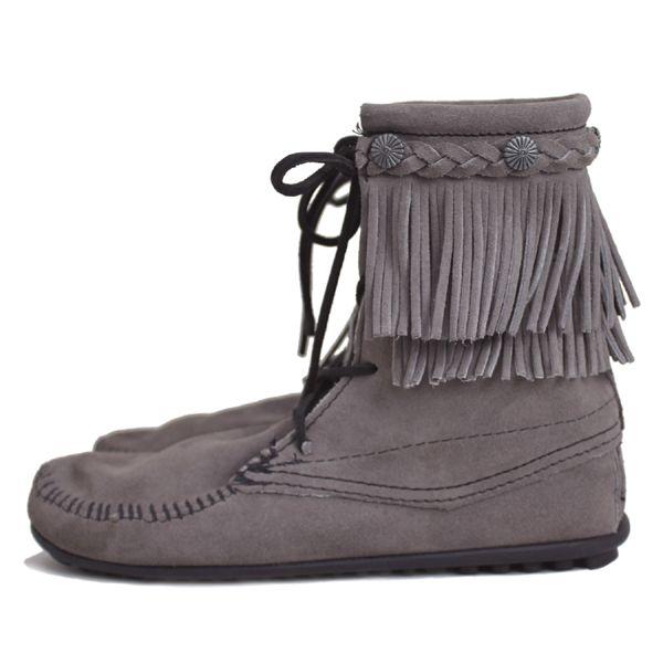 sale セール MINNETONKA(ミネトンカ)Double FringeTramper Boot(ダブルフリンジ トランパーブーツ) #621T GREY レディース MT021｜threewoodjapan｜04