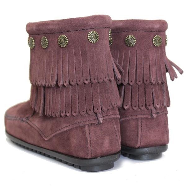 sale セール MINNETONKA(ミネトンカ) Double Fringe Side Zip Boot(ダブルフリンジサイドジップブーツ) #698R RAISIN レディース MT409｜threewoodjapan｜03