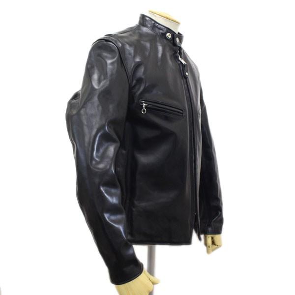 Schott (ショット) 641XX HORSE HIDE CAFE RACER (ホースハイドカフェレーサー) ライダースジャケット BLACK｜threewoodjapan｜02