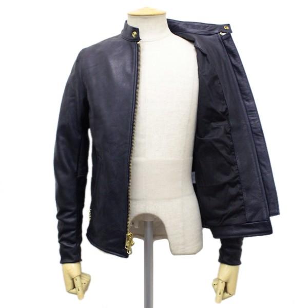 VANSON(バンソン) B CUSTOM2 UNISEX(Bカスタム2) シングルライダースジャケット 別注タイトフィット NAVY ネイビーの画像