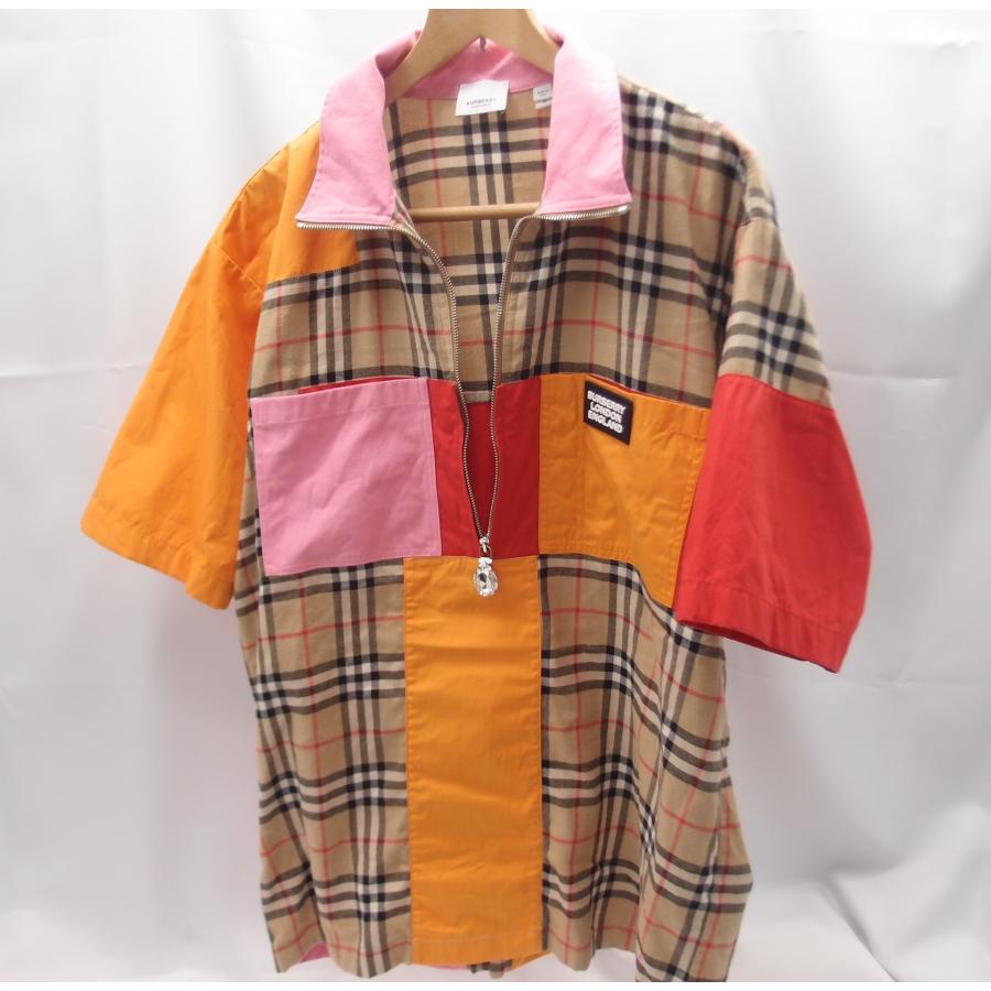 BURBERRY LONDON パッチワークジップシャツ 中古 メンズ 衣類∴WF2138 