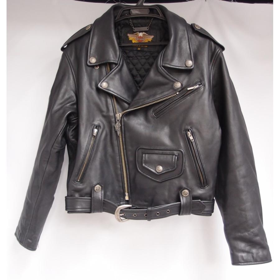 HARLEY-DAVIDSON ハーレーダビッドソン ダブルライダースジャケット 中古 メンズ △WF1908｜thrift-webshop