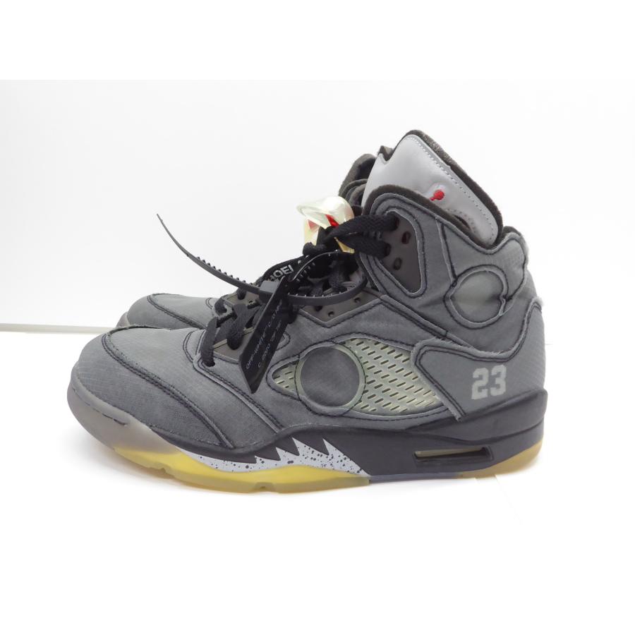 NIKE × OFF-WITHE AIR JORDAN 5 RETRO SP BLACK MUSLIN-FIRE RED CT8480-001 size27.0cm 靴 スニーカー △WT2813｜thrift-webshop｜03