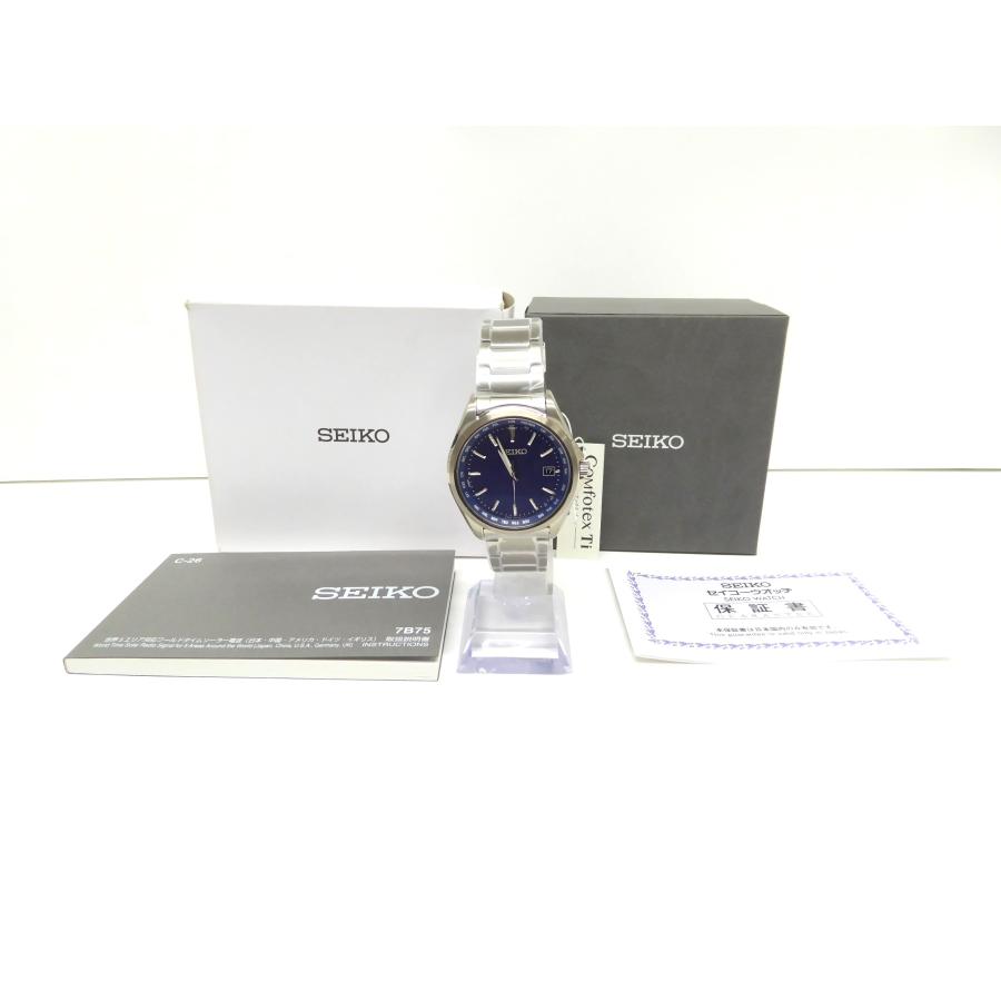 美品 セイコー SEIKO 7B75-0AA0 電波時計 ソーラー 箱/取説付 腕時計 