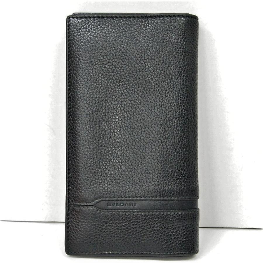 BVLGARI ブルガリ オクト レザー 二つ折り長財布 黒 中古 財布 