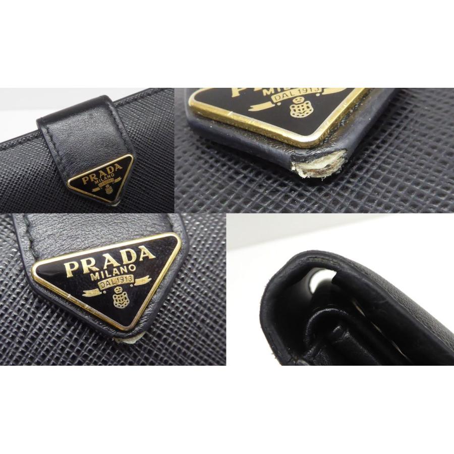 PRADA プラダ 二つ折り財布 サフィアーノ ブラック 黒 トライアングル プラダ 二つ折り財布 財布 レディース サフィアーノ