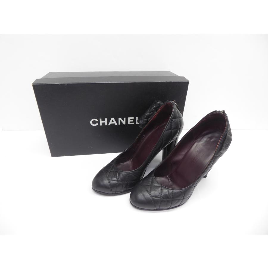 美品 CHANEL パンプス マトラッセ レザーチェーン レザー ヒール CHANEL（シャネル） マトラッセ レザーヒール パンプス G26163 size37