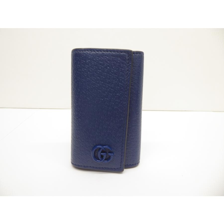 GUCCI グッチ GGマーモント 435305 ネイビー 6連キーケース △WP2270 