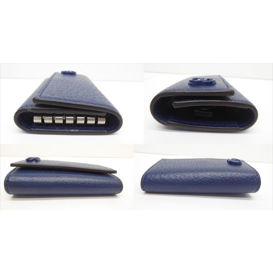 GUCCI グッチ GGマーモント 435305 ネイビー 6連キーケース △WP2270 