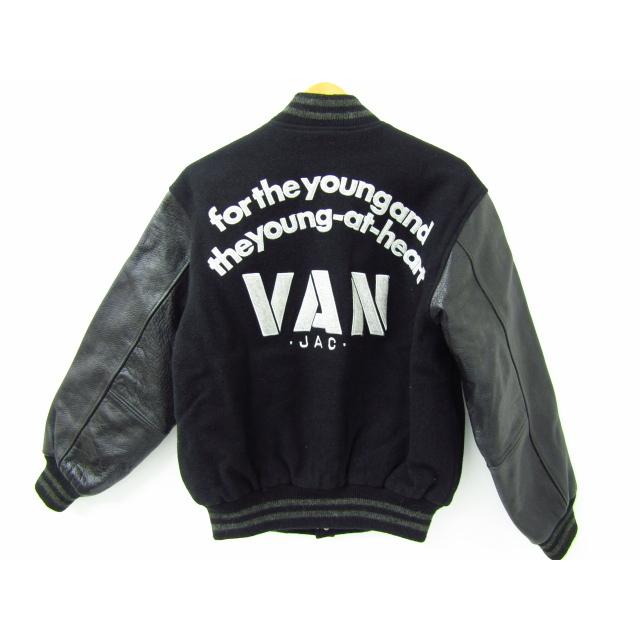 VANS JAC ヴァンジャケット スタジャン 袖レザー アメフトワッペン アーチロゴ JW-10506 SIZE:M♪FG5753