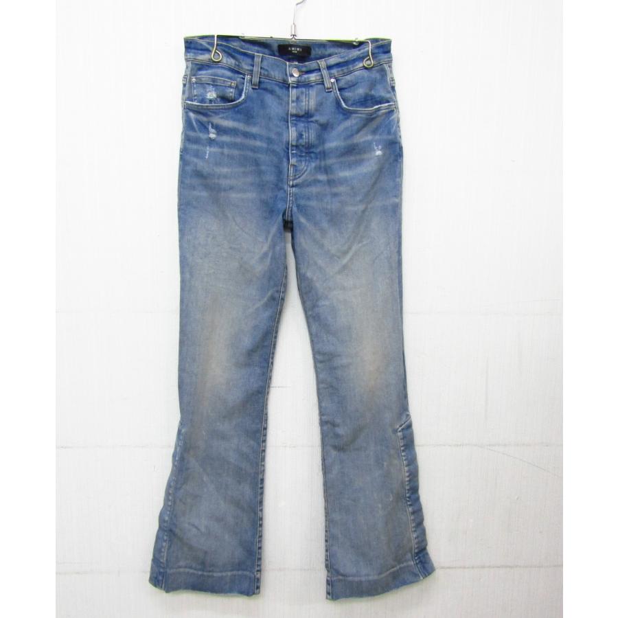 AMIRI アミリ 裾スナップ フレア デニムパンツ ダメージ加工 AMIRI アミリ 裾スナップ フレア デニムパンツ ダメージ加工