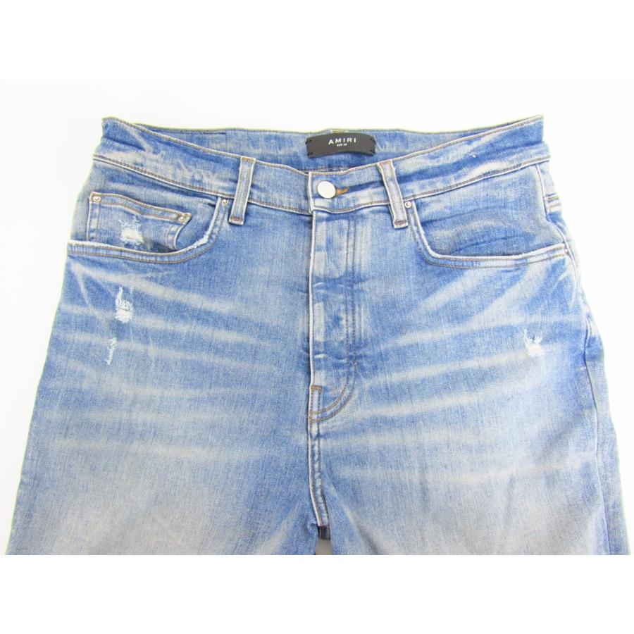 AMIRI アミリ 裾スナップ フレア デニムパンツ ダメージ加工 AMIRI アミリ 裾スナップ フレア デニムパンツ ダメージ加工