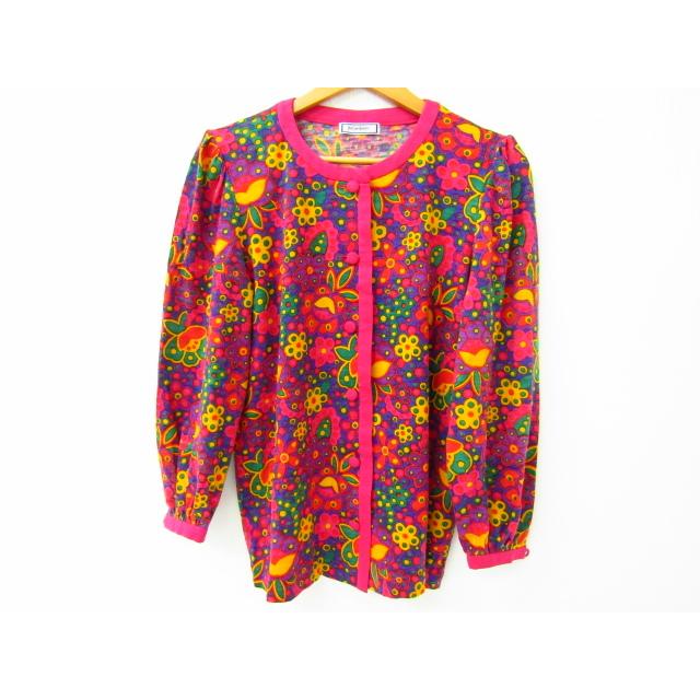 YVES SAINT LAURENT イヴサンローラン 花柄 ニットカーディガン SIZE:M 