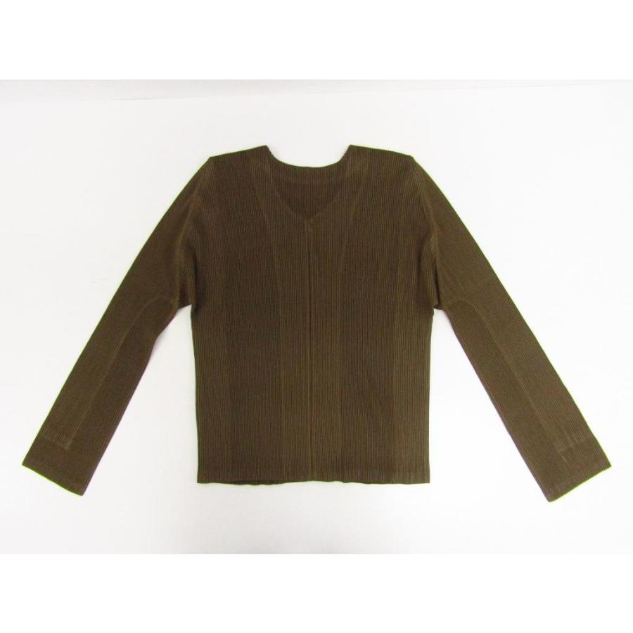 PLEATS PLEASE プリーツプリーズ カーディガン ボタン PP33-F0263 ISSEY MIYAKE サイズ：3 ブラウン レディース ◆FL968｜thrift-webshop｜02