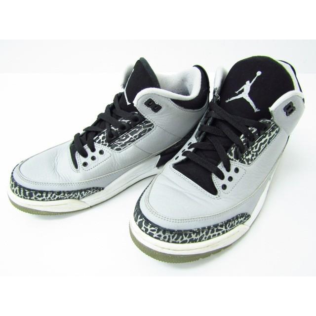 《メンズスニーカー》NIKE AIR JORDAN 3 RETRO ウルフグレー 136064-004 SIZE:27.5cm【中古】｜thrift-webshop