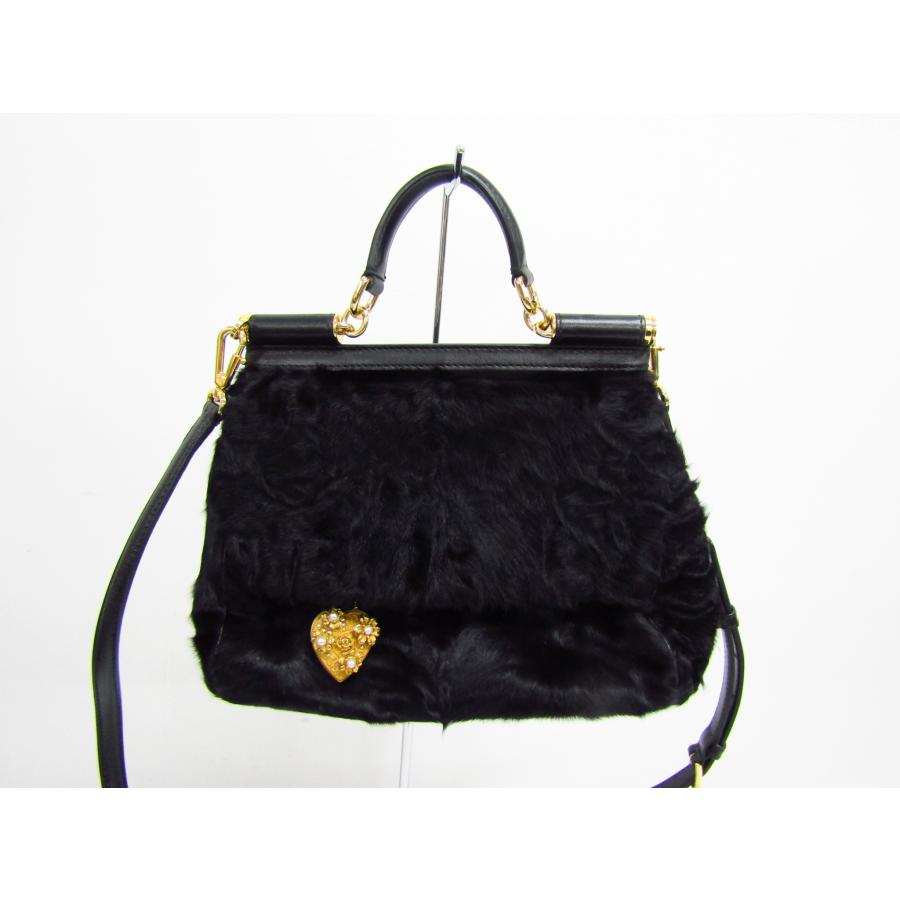 DOLCE&GABBANA ドルチェ＆ガッパーナ ハンドバッグ ファー ハート  